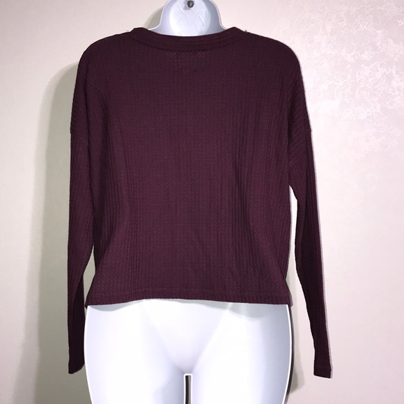 Hippie Rose Oversized Waffle Knit Cardigan Plum - Picture 3 of 4